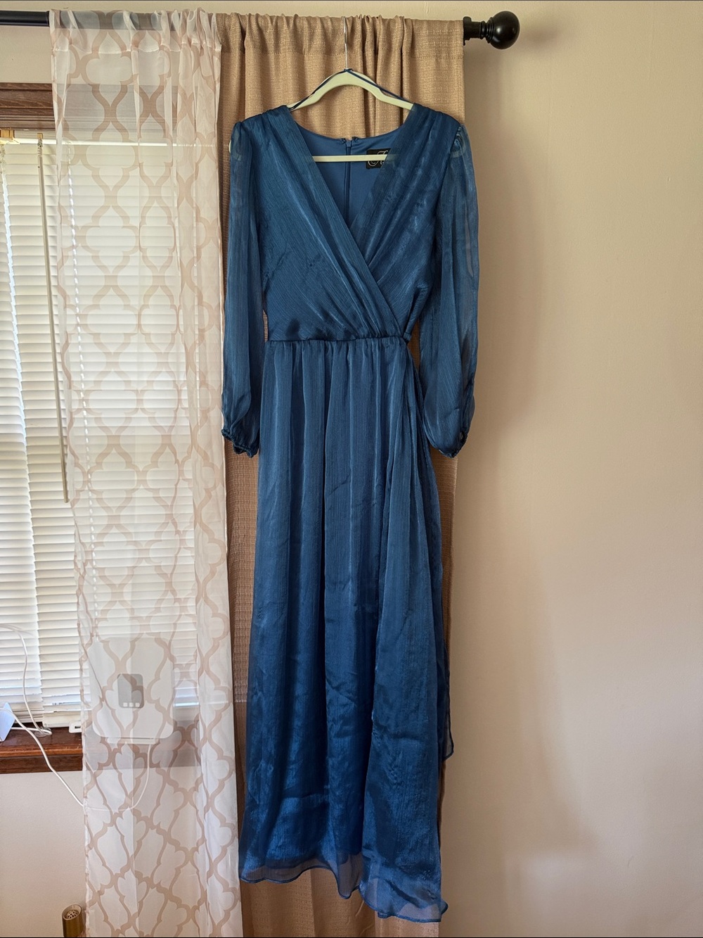 Alex Evenings Teal-Blue Wrap Maxi Dress